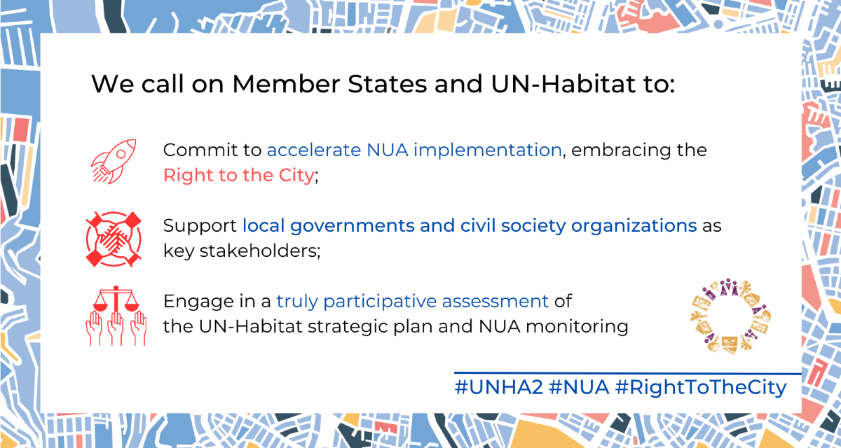 La GPR2C (Plataforma Global por el Derecho a la Ciudad) en la 2ª sesión de la Asamblea de ONU-Habitat